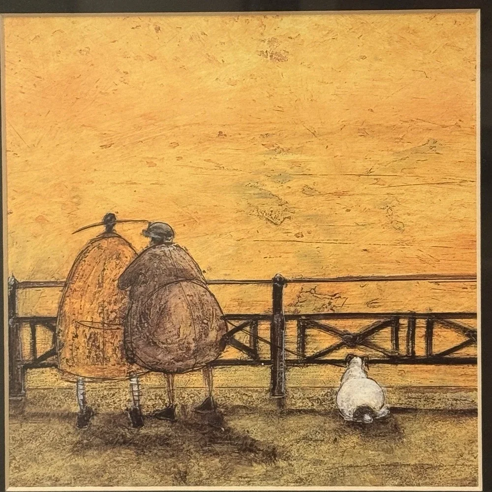 Sam Toft Style Framed Wall Art 4 Panel Bicycle Cafe Dog Z Gallerie 32x13